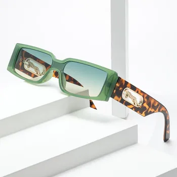 Винтажные прямоугольные солнцезащитные очки; Новые модные женские роскошные брендовые дизайнерские Квадратные Солнцезащитные очки; Мужские леопардовые очки в стиле панк; Оттенки UV400 8