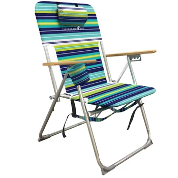 Вместительный рюкзак для пляжного кресла в синюю полоску, оформление уличной мебели для патио 12