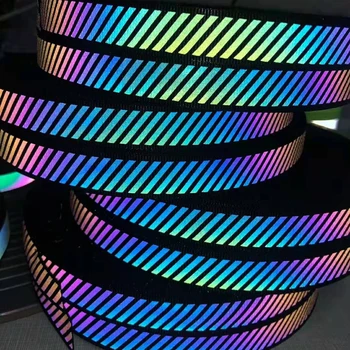 Высокая видимость Радужный цвет CE EN20471 Светоотражающие ленты из безопасного материала Пришитая светоотражающая лента из полиэстера 6