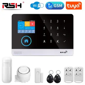 Высококачественная беспроводная система домашней безопасности Tuya 2G Wifi GSM, охранная сигнализация, Поддержка 10 языков, переключаемых свободно 9