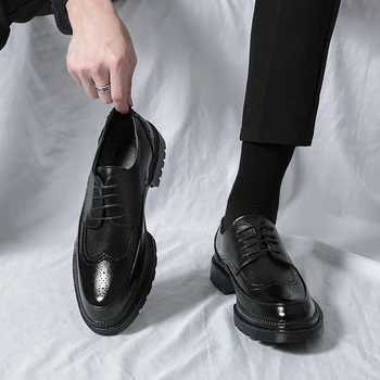 Высококачественная деловая официальная кожаная обувь, мужские повседневные модельные туфли, классические итальянские официальные туфли-оксфорды, мужские офисные туфли 38-46 2