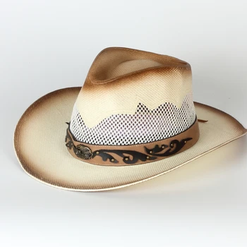 высококачественный модный логотип на заказ, товары для продвижения и подарки, винтажная ковбойская соломенная шляпа в западном стиле для мужчин и дам 4