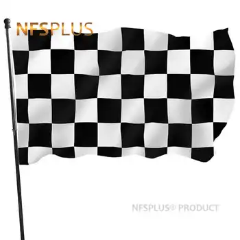 Гоночный клетчатый флаг Автогонки 3x5 футов, черно-белый клетчатый принт, домашняя вечеринка, сад, гараж, флаги, баннеры, украшение на открытом воздухе