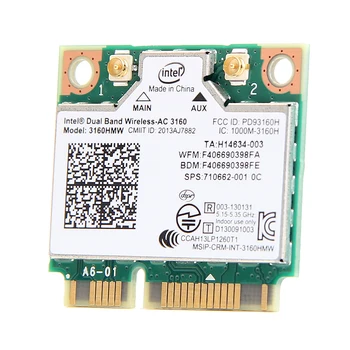 Двухдиапазонный Mini PCI-e Wifi 3160HMW 802.11ac Беспроводная карта Bluetooth для ноутбука 2,4 ГГц 5 ГГц Для Intel 3160 Wireless-AC Wlan + BT 4.0 6