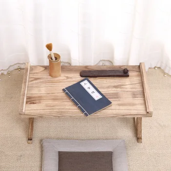 Деревянный складной столик у окна в японском стиле, гостиная, Журнальный столик из массива дерева, столик у окна, Кровать, Квадратный маленький журнальный столик, 3 размера