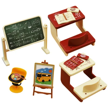 Детская Классная доска Мини стол Стулья для классной доски Принадлежности для занятий Миниатюрные игрушки Пластиковые модели для путешествий 13