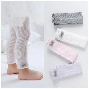 Детские леггинсы 2023, новые Белые Сетчатые обтягивающие однотонные розовые штаны для девочек, Трикотажные брюки для малышей, Дышащая одежда для мальчиков от 0 до 4 лет