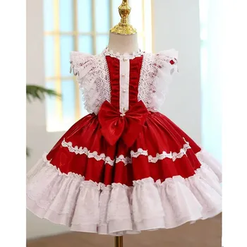 Детское Испанское Винтажное бальное платье в стиле Дворца Лолиты для маленьких девочек, платье для Дня рождения, Крещения, Детская Рождественская одежда A2145 4