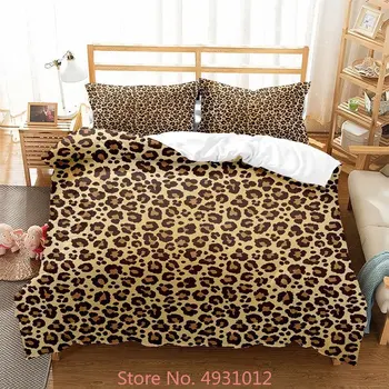 Дикий леопардовый Сексуальный Комплект постельного белья в полоску в клетку с 3D принтом, Пододеяльник для малышей, подростков, взрослых, Стеганое одеяло с наволочкой