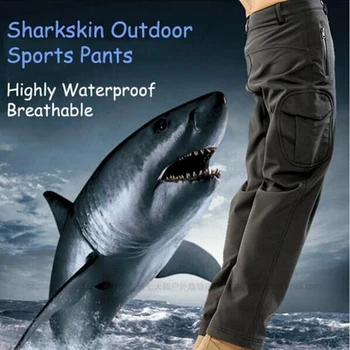 Длинные штаны для занятий спортом на открытом воздухе из акульей кожи, Дышащие водонепроницаемые теплые брюки из флиса 