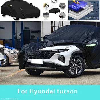 Для Hyundai Tucson Наружная защита, полные автомобильные чехлы, снежный покров, солнцезащитный козырек, водонепроницаемые пылезащитные внешние автомобильные аксессуары 6