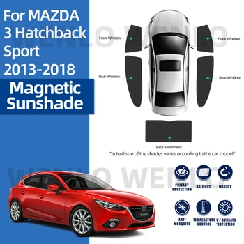Для Mazda 3 Хэтчбек Спорт 2014-2018 Козырек на лобовое стекло, автомобильный солнцезащитный козырек, Магнитная сетка, Занавеска, Солнцезащитный козырек, Нейлоновый чехол, Щит 7