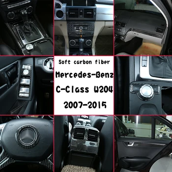 Для Mercedes-Benz C-Class W204 2007-2014, Украшение интерьера автомобиля из мягкого углеродного волокна, наклейка для модификации автомобиля, автомобильные аксессуары