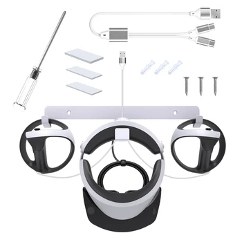Для PSVR2 набор настенных кронштейнов для хранения, вешалки для хранения ручек шлема PS5 VR2 + кабель для зарядки 12