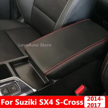 Для Suzuki SX4 S-Cross 2014-2017 Центральный подлокотник Коробка Защитный кожаный чехол Внутренняя декоративная кожаная накладка Аксессуары 6