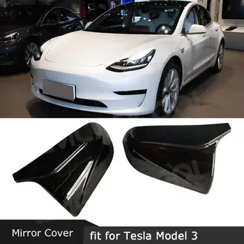 Для Tesla Модель 3 2017 + 2 шт., Накладка на зеркало заднего вида, Рожок, ABS, Карбоновая накладка на боковые зеркала, Запасная часть, автомобильные аксессуары