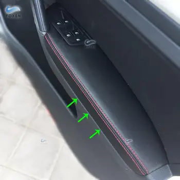 Для VW Golf 7 2014 2015 2016 2017 2018 4 шт. Панель Подлокотника двери автомобиля, отделка из микрофибры, кожаный чехол 16