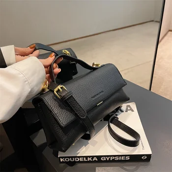Женская осенне-зимняя новая сумка, двухслойная женская сумка, однотонная сумка-мессенджер в стиле ретро, повседневная сумка для мобильного телефона 7