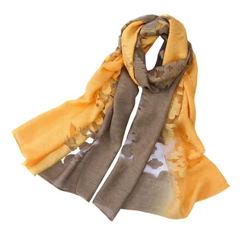 Женские шарфы с вышивкой, легкие шали и палантины градиентного цвета для занятий спортом, офиса и вне бизнеса