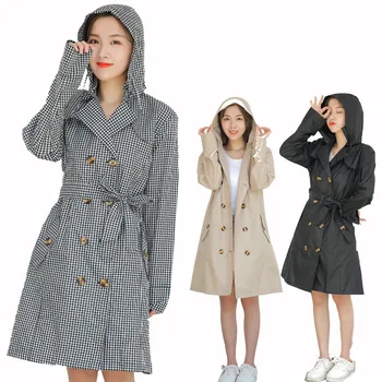 Женское пальто с плащом в корейском стиле, Модная Длинная легкая Водонепроницаемая ветровка, пончо для взрослых, Походный Туризм 2