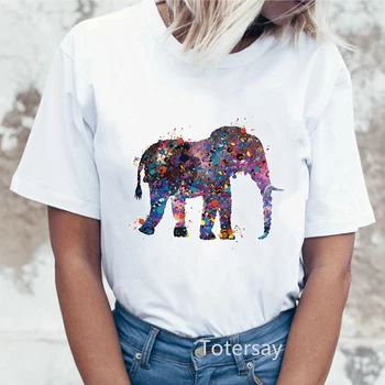 Забавная милая женская футболка с рисунком животного, футболка с рисунком слона, женская летняя повседневная женская одежда с короткими рукавами, топы 4