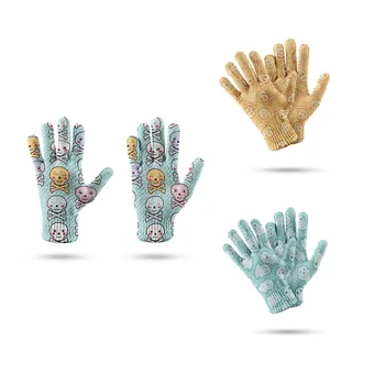 Зимние вязаные перчатки Aldult с милым мультяшным принтом черепа, зимние женские перчатки для подростков, осенне-зимние уличные перчатки с пятью пальцами