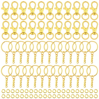 Золотая Фурнитура для Брелоков включает в себя 60шт крючков для брелоков и 60шт колец для ключей DIY, Акриловые заготовки и поделки из смолы 10
