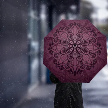Зонт от Солнца с геометрическим рисунком Мандалы, Автоматический пляжный зонт, открытый зонт от дождя с принтом для взрослых, мужской детский зонтик 6