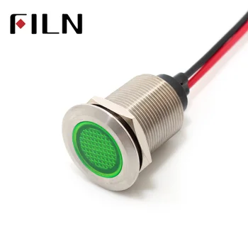 индикаторная лампа 12v FILN 6v 24v 110v 220v 36v 48v красный желтый синий зеленый белый светодиодный металлический сигнальный светильник с кабелем длиной 20 см 1