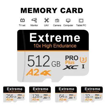 Карта памяти 256 ГБ 128 ГБ 64 ГБ Extreme Pro Mini SD-карта 32 ГБ 512 ГБ U3 A2 TF-Карта Высокоскоростная флэш-карта 32 ГБ для Камеры телефона Drone
