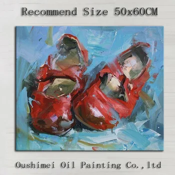Китайский художник ручной росписи Хорошего качества, современная абстрактная красная обувь, картина маслом на холсте для настенного декора 6
