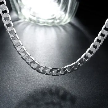 классическое мужское ожерелье из стерлингового серебра 925 пробы, высококачественные ювелирные изделия, индивидуальное ожерелье размером 16-24 дюйма 8 мм, модные Рождественские подарки 11