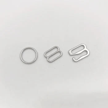 кольцо 10 мм, Крючок-слайдер, Регулятор Ремешка бюстгальтера, Пряжки, Серебро, подходящие аксессуары для пошива купальников, запасные части 14