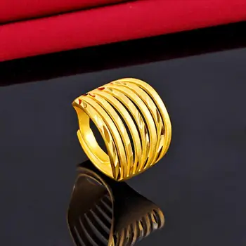 Кольцо HOYON Регулируемое Новое открытое кольцо Из настоящего 100% 14-каратного золота Ювелирного цвета в индивидуальном стиле Кольцо 14