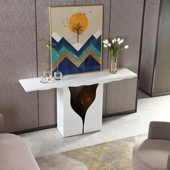 Консольный стол в стиле постмодерн из нержавеющей стали, креативный дизайн для гостиной 11