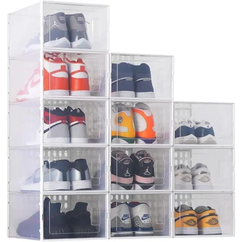 Коробка для хранения обуви Suptsifira, 12 упаковок, Коробки для обуви из прозрачного пластика, штабелируемые, Коробка для хранения кроссовок 7