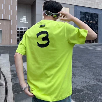Короткая футболка с круглым вырезом и принтом Yamamoto Yohji Y-3, ручная роспись, Мужская Летняя универсальная футболка Y3 с коротким рукавом 2024 1