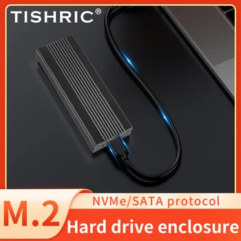Корпус жесткого диска TISHRIC из алюминиевого сплава M.2, коробка для внешнего жесткого диска, интерфейс M-KEY B-KEY 2 В 1, поддержка двойного протокола NVME SATA 7
