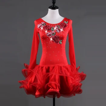 красный костюм для латиноамериканских танцев, платье для латиноамериканских танцев из спандекса с кисточками и камнями, платья для соревнований по латиноамериканским танцам S-XXXL lq034