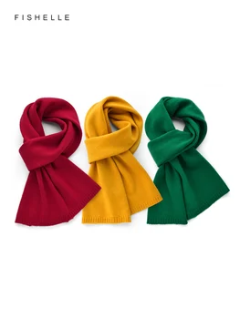 Красочный красный, желтый, зеленый кашемировый шарф, теплые вязаные шерстяные шарфы для взрослых и детей, Рождественские подарки на Новый год