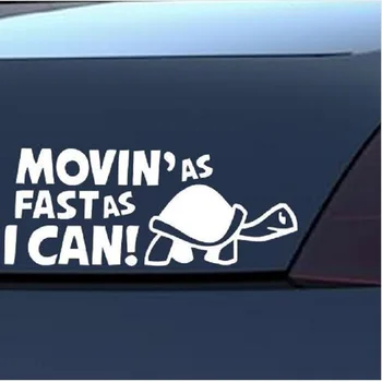 Креативная английская забавная декоративная наклейка ДВИГАЮСЬ ТАК БЫСТРО, как только МОГУ, Персонализированная наклейка в виде черепахи на автомобиль, автомобильные аксессуары