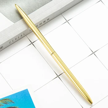 Креативные Шариковые ручки из Золотого Металла, Шариковая Гелевая ручка для бизнес-отеля, Тонкие Персонализированные Подарочные ручки для письма, Канцелярские принадлежности для студентов