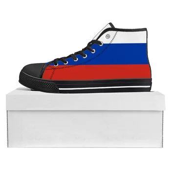 Кроссовки с высоким берцем под флагом России, мужские женские парусиновые кроссовки для подростков, повседневная обувь для пар, обувь на заказ 13