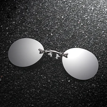 Круглые Солнцезащитные очки без оправы, Мужские Брендовые Дизайнерские Винтажные Солнцезащитные Очки, мужская мода, индивидуальность, зажим для носа, Очки Oculos De Sol 3