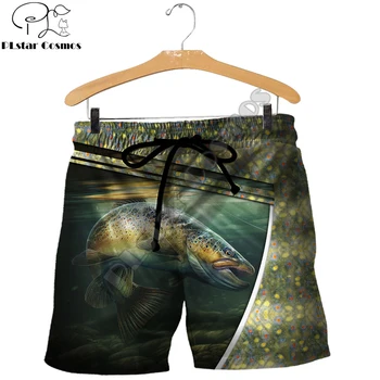 Крутая рыбалка на форель повсюду Мужские шорты с 3D принтом Уличная одежда Унисекс Летние пляжные Свободные Шорты Повседневные брюки Полиэстер SDM08 15