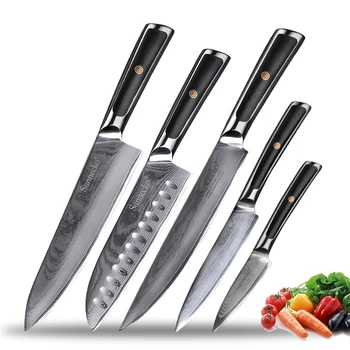 Кухонные ножи Sunnecko Damascus Sharp VG10 Core Blade Cut от японского шеф-повара, Инструменты для нарезки хлеба Santoku Knife