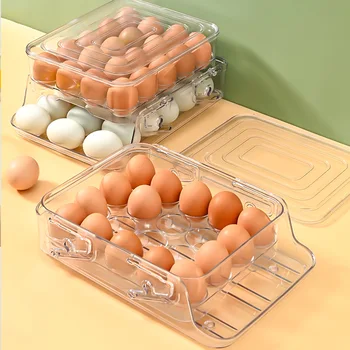 Кухонный прозрачный Ящик для хранения утиных яиц для ДОМАШНИХ ЖИВОТНЫХ, двухслойный складной ролик для яиц, Ящик для хранения яиц в холодильнике 15