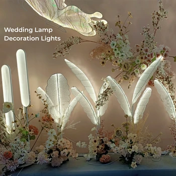 Лампа для Свадебного украшения из Перьев, Светящиеся Листья, Свадебная Дорога, Ведущий Творческий Фон Сцены, Цветок, Стоящий Светильник 10