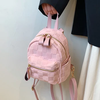Летний клетчатый нейлоновый женский рюкзак для корейских студентов Samll, розовый жаккардовый школьный рюкзак, модная сумка для девочек, дорожная сумка на одно плечо 6