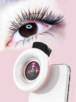 Макрообъектив для мобильных устройств 15-кратный заполняющий кольцевой светильник Selfie Live Lamp Объектив камеры со светодиодной универсальной вспышкой Портативный световой зажим для смартфона